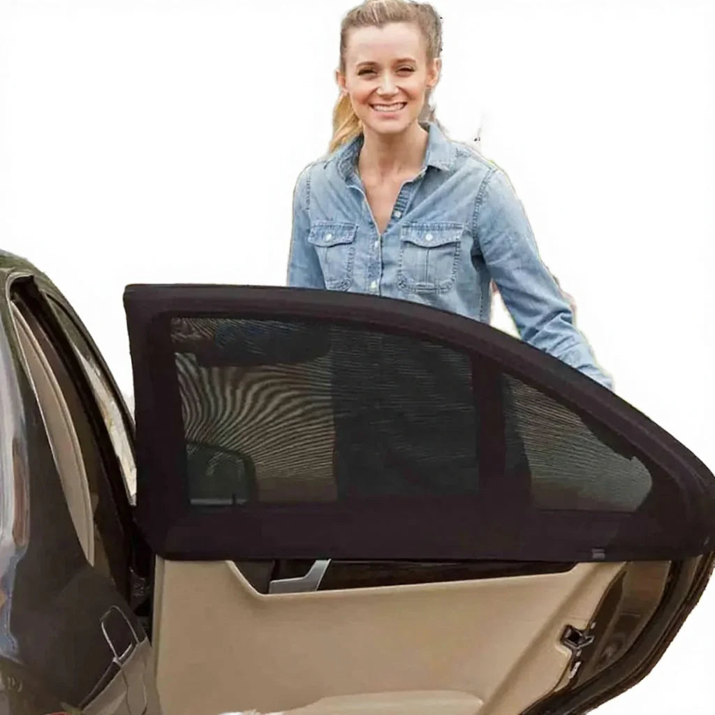 CARFRO Universal Car Side Window Shades Stretch Mesh UV Protection Silk Polyester Luxury Foldable