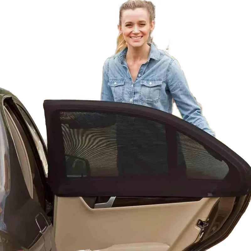 CARFRO Universal Car Side Window Shades Stretch Mesh UV Protection Silk Polyester Luxury Foldable